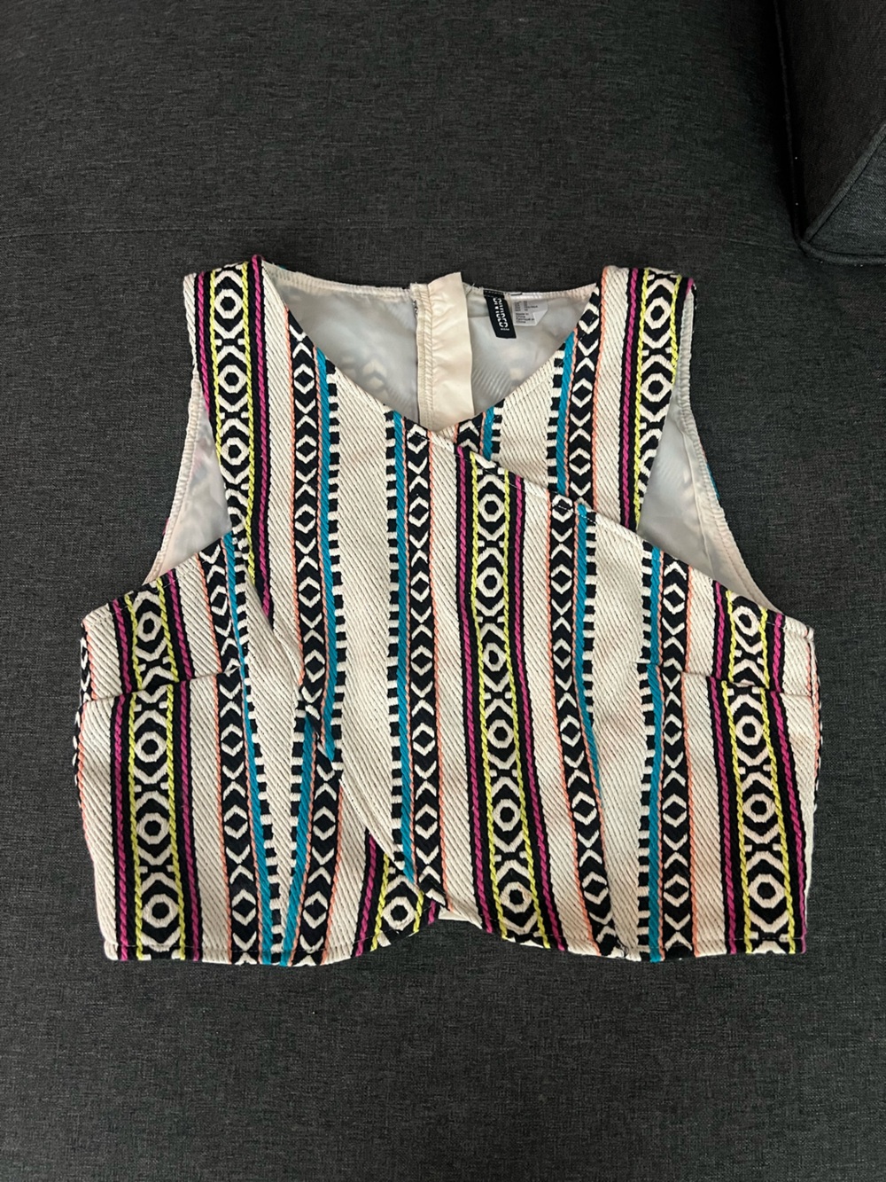 H & M Cream Striped Multicolor Women's vest